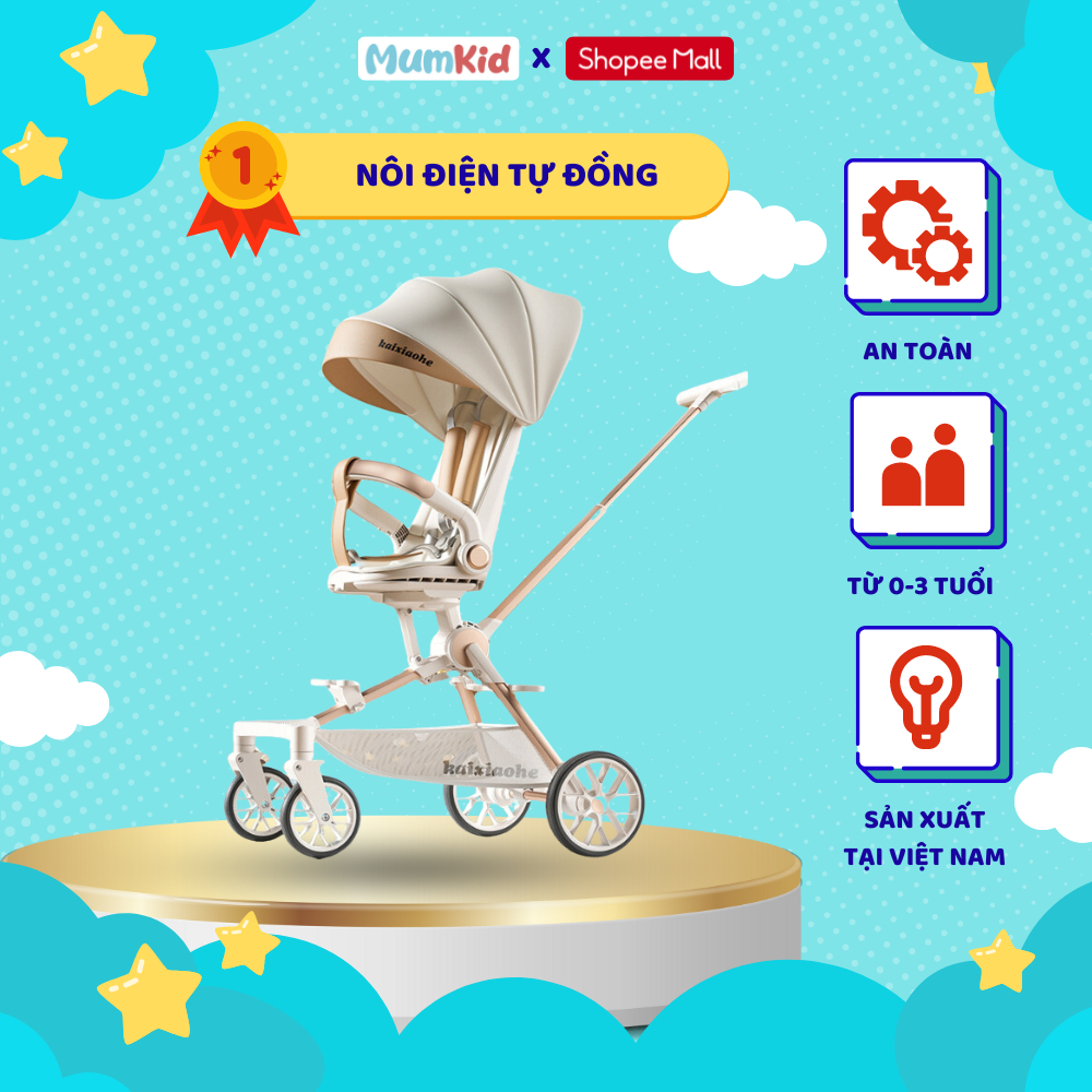 Xe Đẩy Hai Chiều Cao Cấp mumkid, Xe Đẩy Cho Bé Tích Hợp Giảm Sốc Kèm Bàn Ăn Dặm MK-061