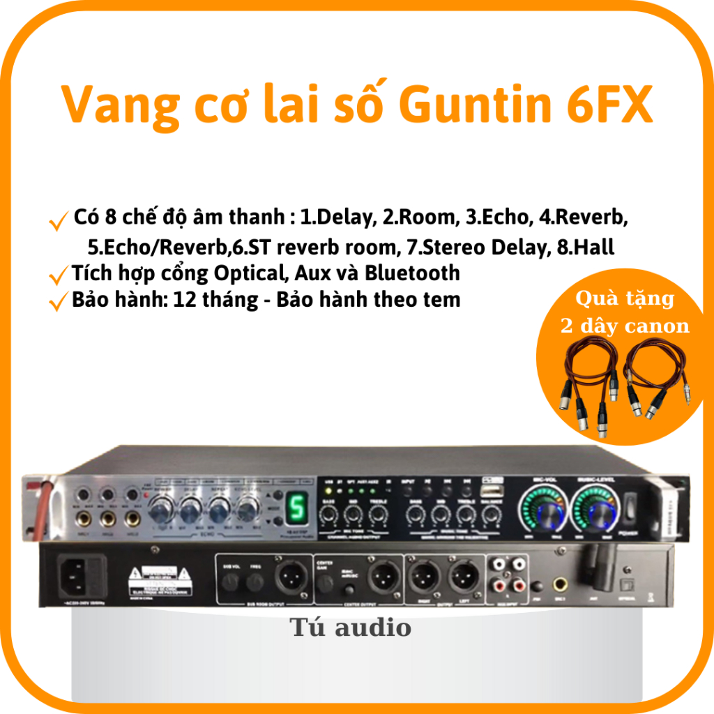 Vang Cơ Lai Số GD GUTIN Brabus 6FX - 8 Chế Độ Hát - Chống Hú Chất Âm Tuyệt Vời - Chức Năng Delay, Echo Reverb, bluetoth.