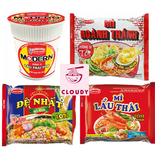 Acecook Mì Lẩu Thái tôm, Đệ nhất thịt bằm, Hoành thánh tôm 80g, ly modern