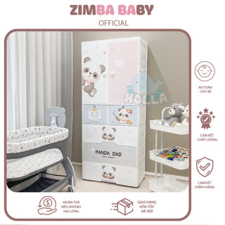 Tủ 5 tầng hoạt hình holla hl-09193 tủ đựng quần áo đồ dùng cho bé họa tiết đáng yêu zimbababy
