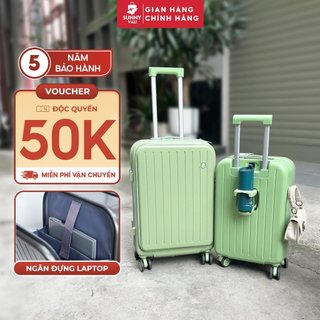 Vali SUNNY LATO - Vali du lịch 20/24inch nhựa ABS + PC xách tay/ kí gửi, khay đựng cốc, móc treo đồ, ngăn đựng laptop