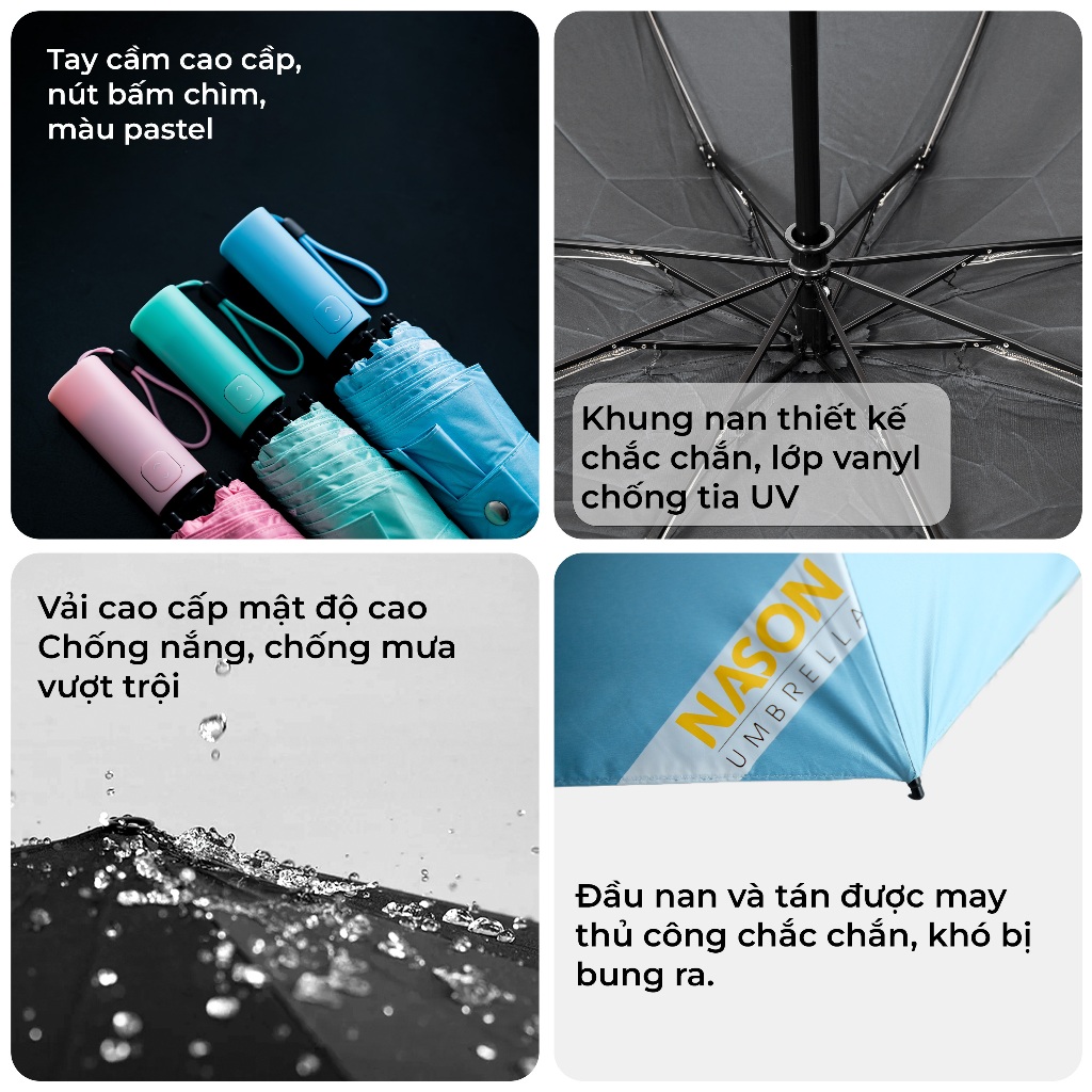 Ô dù tự động an toàn thông minh Nason Beauty Umbrella che nắng che mưa chống UV siêu chống thấm nước | BigBuy360 - bigbuy360.vn