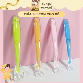 Thìa ăn dặm silicon siêu mềm an toàn cho bé, 1 chiếc