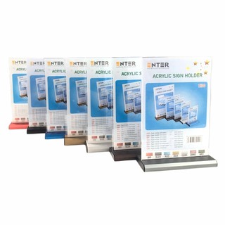 Kệ 2 mặt mica enter e30 lr 150x210mm đế nhôm a5 đứng