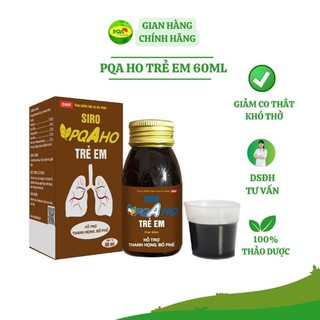 Siro pqa ho trẻ em dùng cho trẻ ho, viêm họng chai 60ml