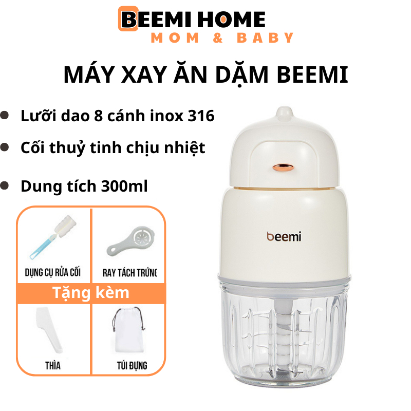 Máy xay ăn dặm cho bé Beemi Máy xay cầm tay xay siêu mịn cối thuỷ tinh 8