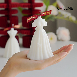 Nến thơm tạo hình váy cô dâu đám cưới Chillme handmade decor làm quà tặng dễ thương sinh nhật kết hôn