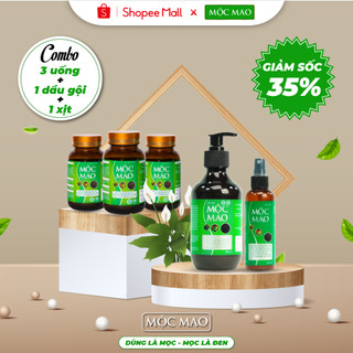 Combo 3 viên uống, 1 gội, 1 tinh dầu xịt mọc tóc mộc mao - tự nhiên, an toàn - chính hãng mộc mao