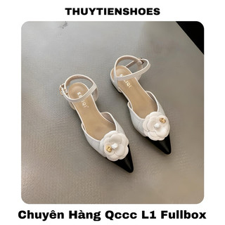 Giày nữ bệt nơ hoa mũi nhọn quai dây . Thuytienshoes