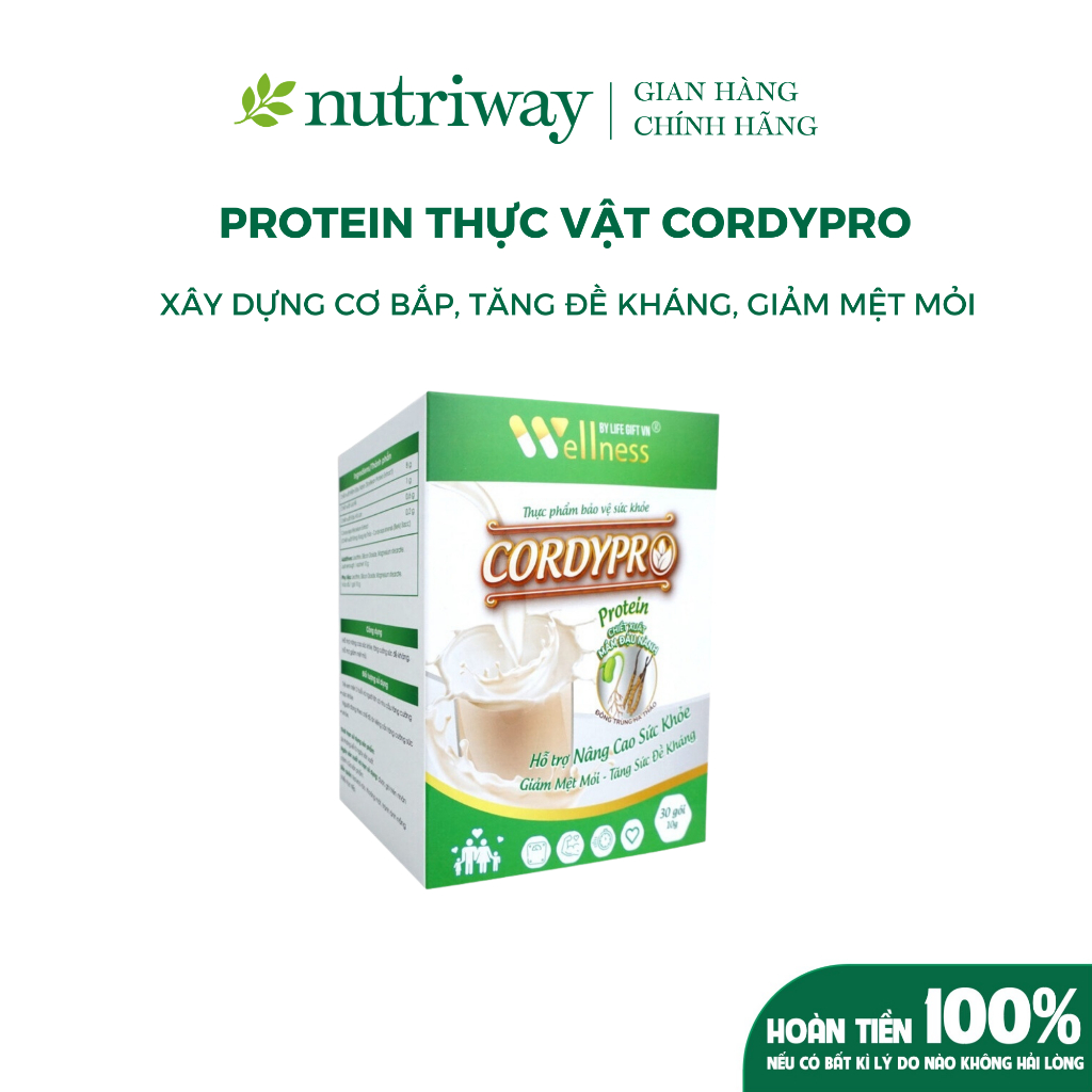 TPBVSK Protein Thực Vật Cordypro Wellness by Life Gift Nutriway giúp bổ sung protein thực vật, tăng đề kháng