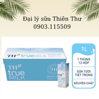 thùng 12 hộp sữa TH nguyên chất không đường 1 lít - date 12/2024
