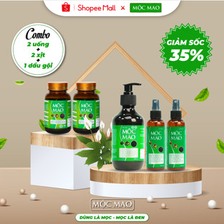 Combo 2 viên uống, 2 tinh dầu xịt, 1 gội mọc tóc mộc mao - tự nhiên, an toàn - chính hãng mộc mao