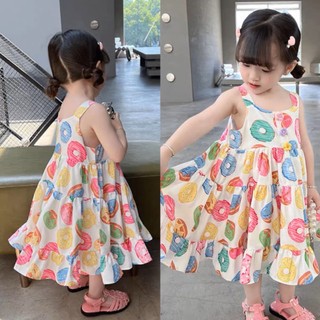 Váy 2 dây bé gái- Váy đầm bé gái 2 dây họa tiết hoa dễ thương cho bé từ 8-20kg