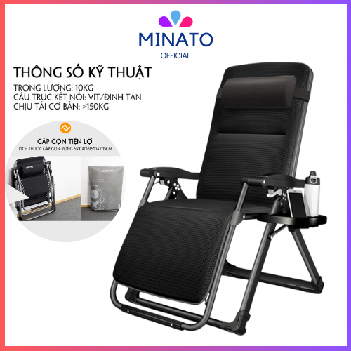  Ghế xếp thư giãn 4D khung kim loại vải sợi thoáng khí ngồi đọc sách xem tivi +Tặng nệm Phụ kiện 