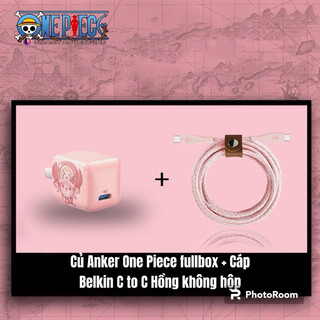 Củ sạc nhanh Anker One Piece Fullbox + Cáp C to C Belkin không hộp màu hồng, sạc 15 seri cực ngon