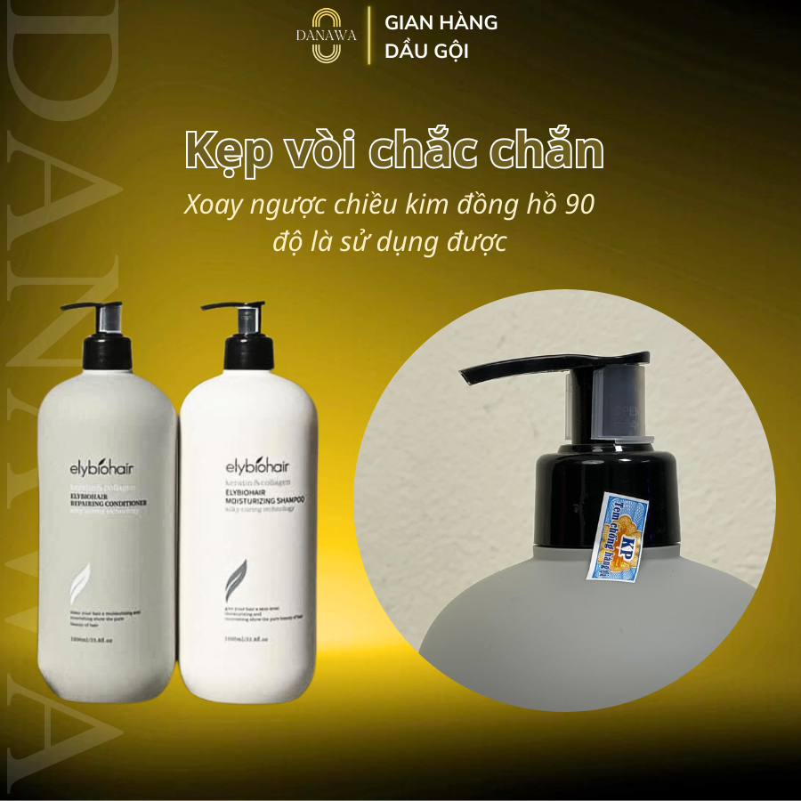 Dầu gội ELYBIOHAIR collagen giảm rụng tóc, phục hồi tóc khô xơ, hư tổn cho da dầu DANAWA 500 1000ML