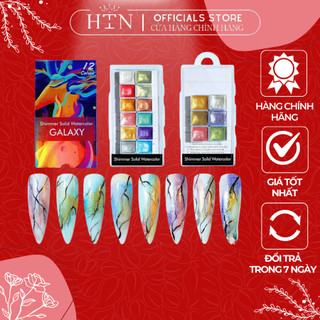 Set màu nước vẽ nail, 12 màu nhũ khô vẽ loang