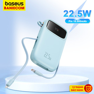 Sạc dự phòng kèm cáp Baseus QPow-2 10000mAh / 20000mAh 4 cổng sạc nhanh kèm cáp iP android QC3.0 PD3.0 - BANIECOM