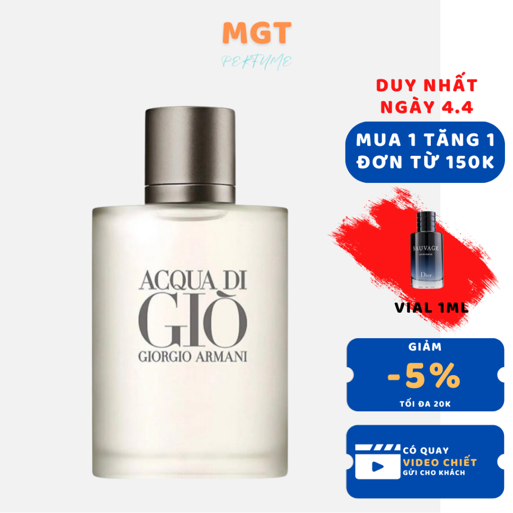 Nước hoa nam thơm lâu AQuaDi Giò Trắng, nc hoa nam chiết 10ml perfume nam tính chính hãng MGT Perfum