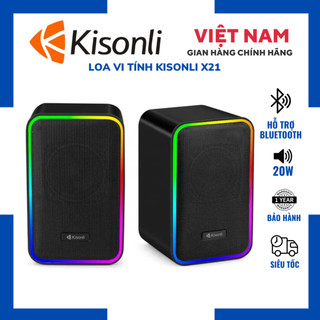 Loa vi tính kisonli x21| loa nghe nhạc công suất 20w, full led rgb, kết nối bluetooth - chính hãng, bảo hành 12th- obibi