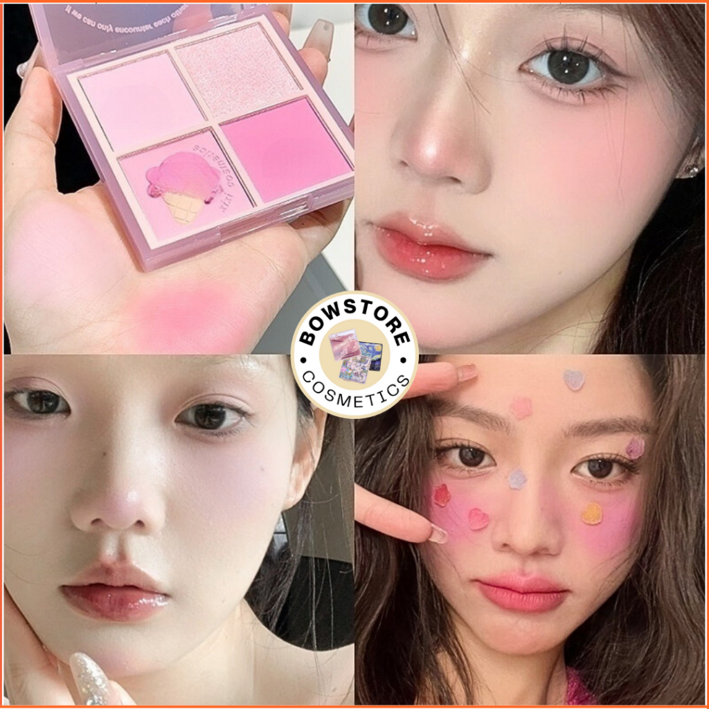 XIXI Phấn Má Hồng XIXI 4 ô Nhũ Sáng Highlight Trang Điểm Tích Hợp Phấn Mắt Nhũ Lìbền màu makeup trang điểm làm đẹp | BigBuy360 - bigbuy360.vn