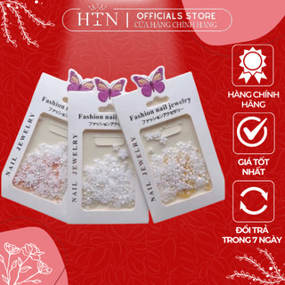 Phụ Kiện Hoa Nhí Mix Bi Trang Trí Móng Nail 3 Màu , Hoa Sứ Theo Gói