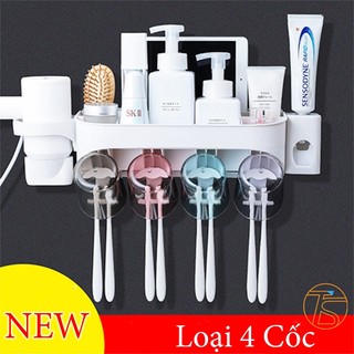 Kệ Treo Bàn Chải Đánh Răng Nhả Kem Tự Động Có Khay Để Máy Xấy Tóc Đa Năng 5in1 Renai Ra-853B Kèm Theo Cốc