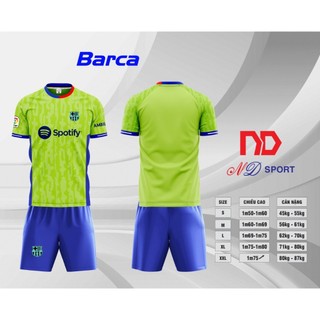 Bộ quần áo bóng đá Barca xanh chuối 24/25