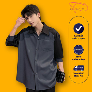 Áo sơ mi dài tay basic chất liệu cotton mềm mại thoáng mát, áo sơ mi cúc bấm, sơ mi phối màu phong cách hàn quốc