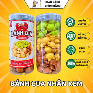Bánh quy cua nhân kem bơ sữa - lon 400g - đồ ăn vặt