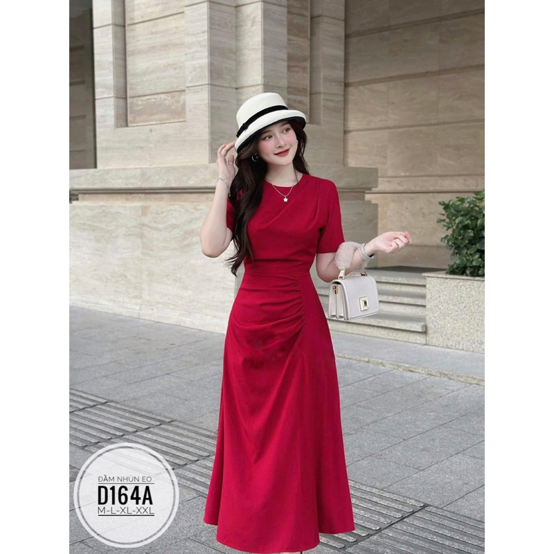 BIGSIZE Đầm đi tiệc đơn giản nhún eo D164A