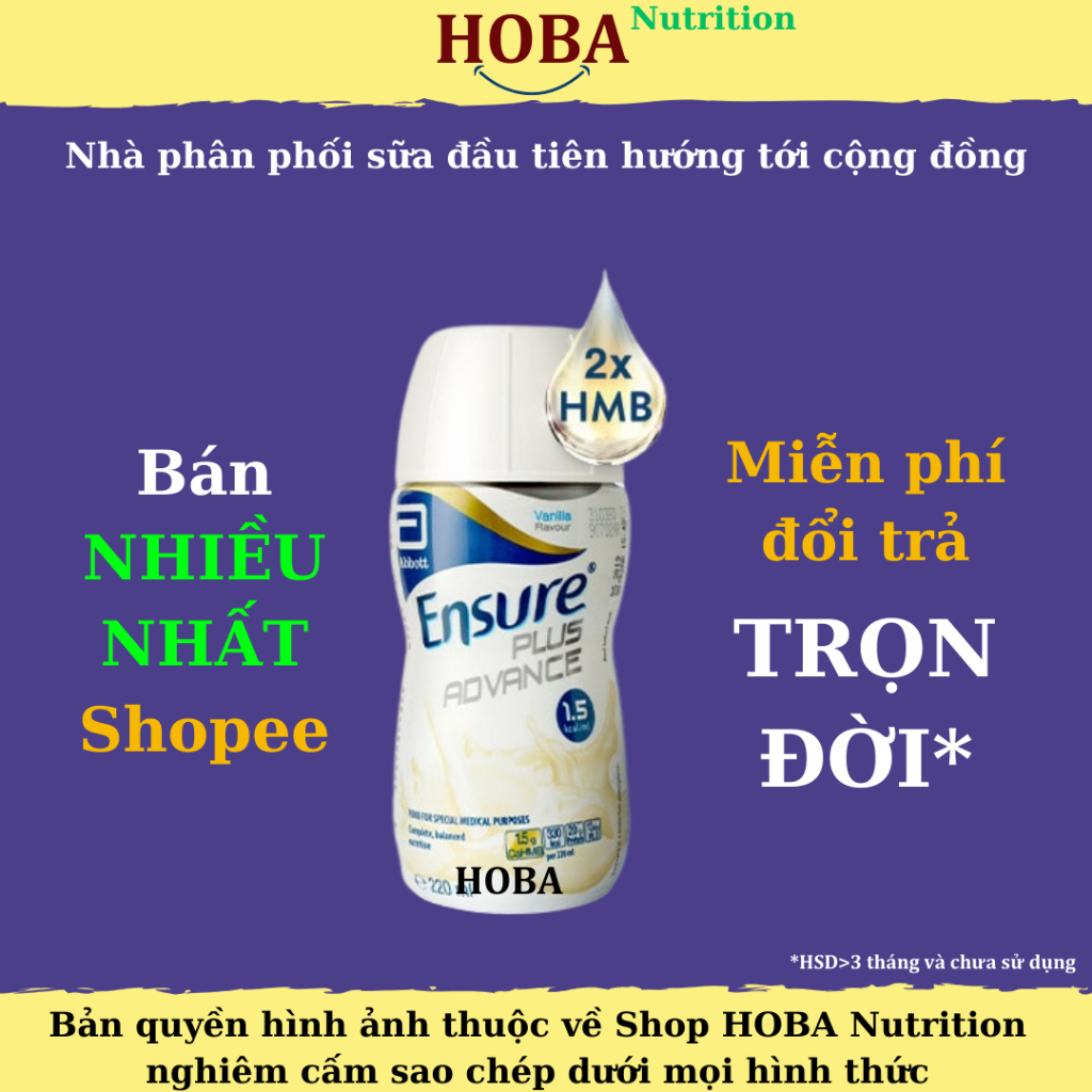 Sữa Ensure Plus Advance 220ml - Năng lượng cao 1,5kcal/1ml - Hàng chính hãng