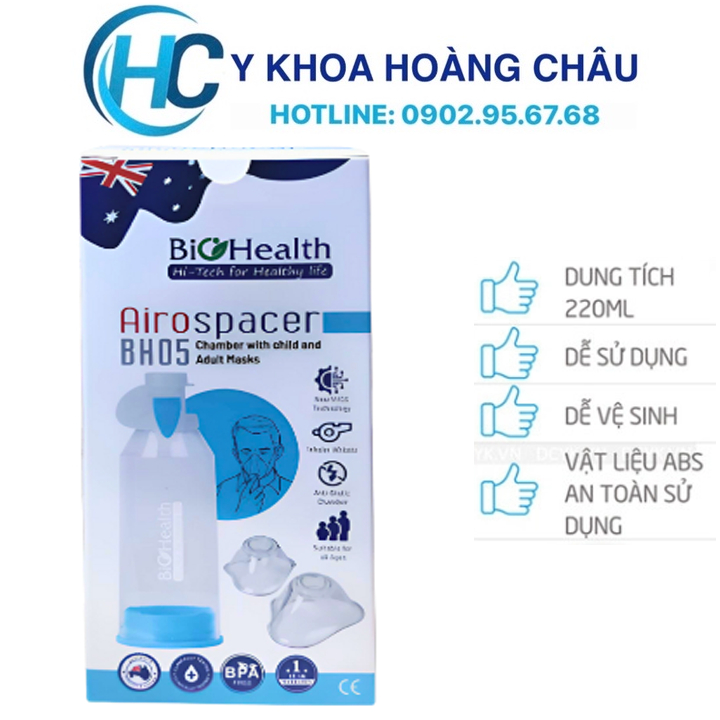 Buồng đệm khí dung BIOHEALTH (Babyhaler) BH05 xịt hen suyễn van 2 chiều