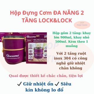 Hộp đựng cơm , hộp đựng cơm 2 tầng hàng chính hãng Lock Lock hàng khuyến mãi của sữa Glucena