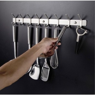 Thanh inox 8 móc treo đa năng treo dụng cụ nhà bếp, khăn quần áo phòng tắm
