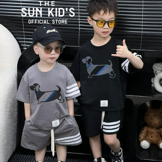 Đồ bộ bé trai - Bộ quần áo bé trai in hình chó kẻ 3 vạch - Set phông vải cotton HOT hè 2024 size từ 8-20 Kg - SUN KID'S