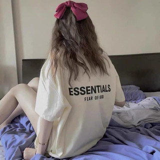 Áo thun form rộng essentials in cao su nổi 100% cotton 2 chiều - áo phông essentials hàng đầy đủ tem tag