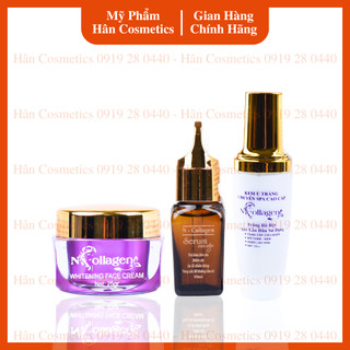 Bộ dưỡng da ban ngày - Kem face tím serum ủ face dưỡng ẩm trắng da giảm mụn mờ thâm NCollagen Hân Cosmetics 105ml