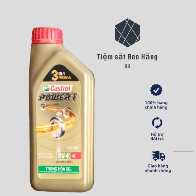 Bình nhớt 1L CASTROL POWER-1 10W-40 4T 3in-1