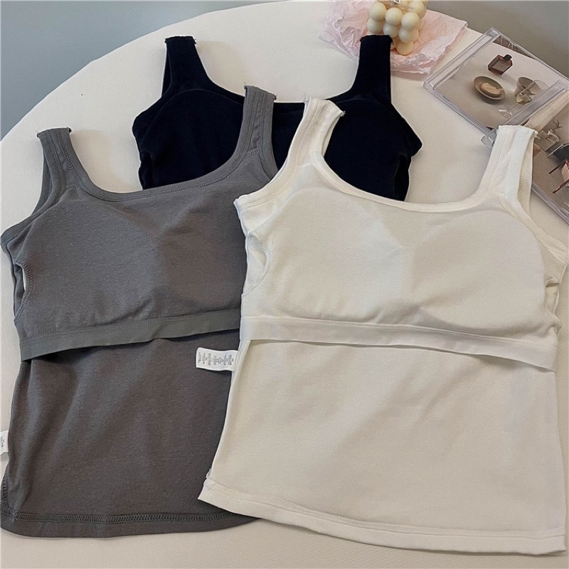 Áo Ba Lỗ Dây To Có Mút Ngực, Áo 2 dây bản to cổ vuông màu trơn (Có bigsize) BL44 | BigBuy360 - bigbuy360.vn