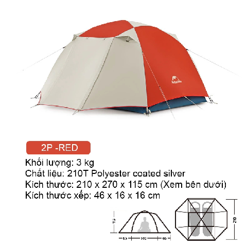 Lều 2 - 3 người, 2 lớp Naturehike CNK2300ZP024