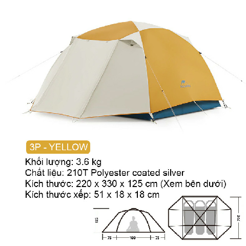 Lều 2 - 3 người, 2 lớp Naturehike CNK2300ZP024