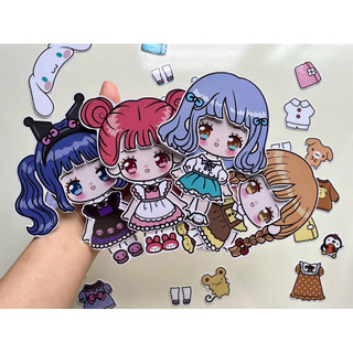 Đồ chơi Búp bê Kuromi, Melody, Cinamoroll, Pompompurin nhiều trang phục - Búp bê giấy Pighandmade