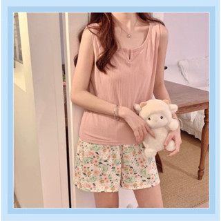 Bộ đồ ngủ mặc nhà Áo Hai Dây kèm Quần Short chất mát có mút form thụng