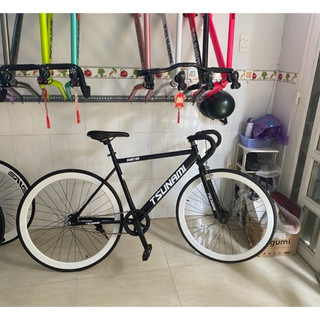 Xe đạp thể thao fixed gear& single speed tsunami đen vành trắng