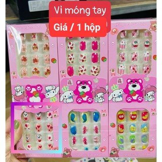 Đồ Chơi Móng tay giả kèm keo dán trang trí móng tay cho bé gái (Ảnh thật)
