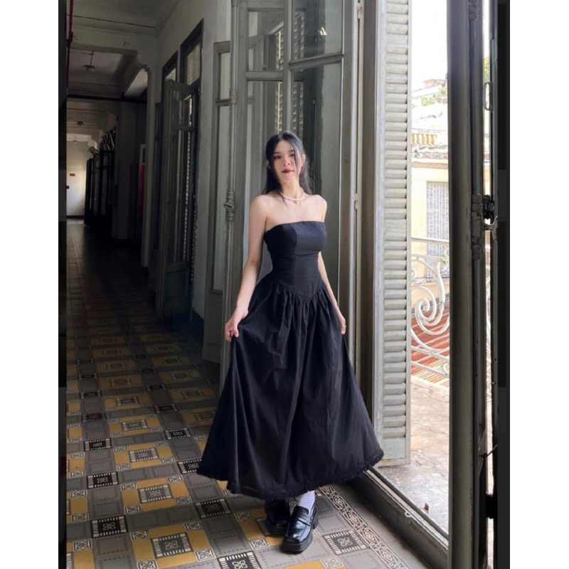 Đầm Linen Cúp Ngực Tua Rua | BigBuy360 - bigbuy360.vn