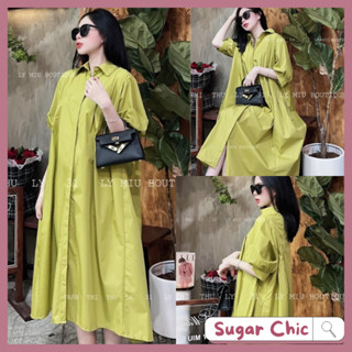 Đầm thời trang nữ, đầm lụa sơ mi tay phồng form rộng màu xanh bơ cực ngọt cho các nàng chuppy, bầu bí bon chen được