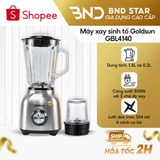 Máy xay sinh tố 1.5L Goldsun GBL4140 2 cối thủy tinh - Cối xay thực phẩm inox 304 công suất 500w bảo hành 12 tháng