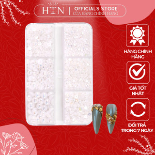 Set 6 size ngọc trai nhựa nail gắn trang trí móng